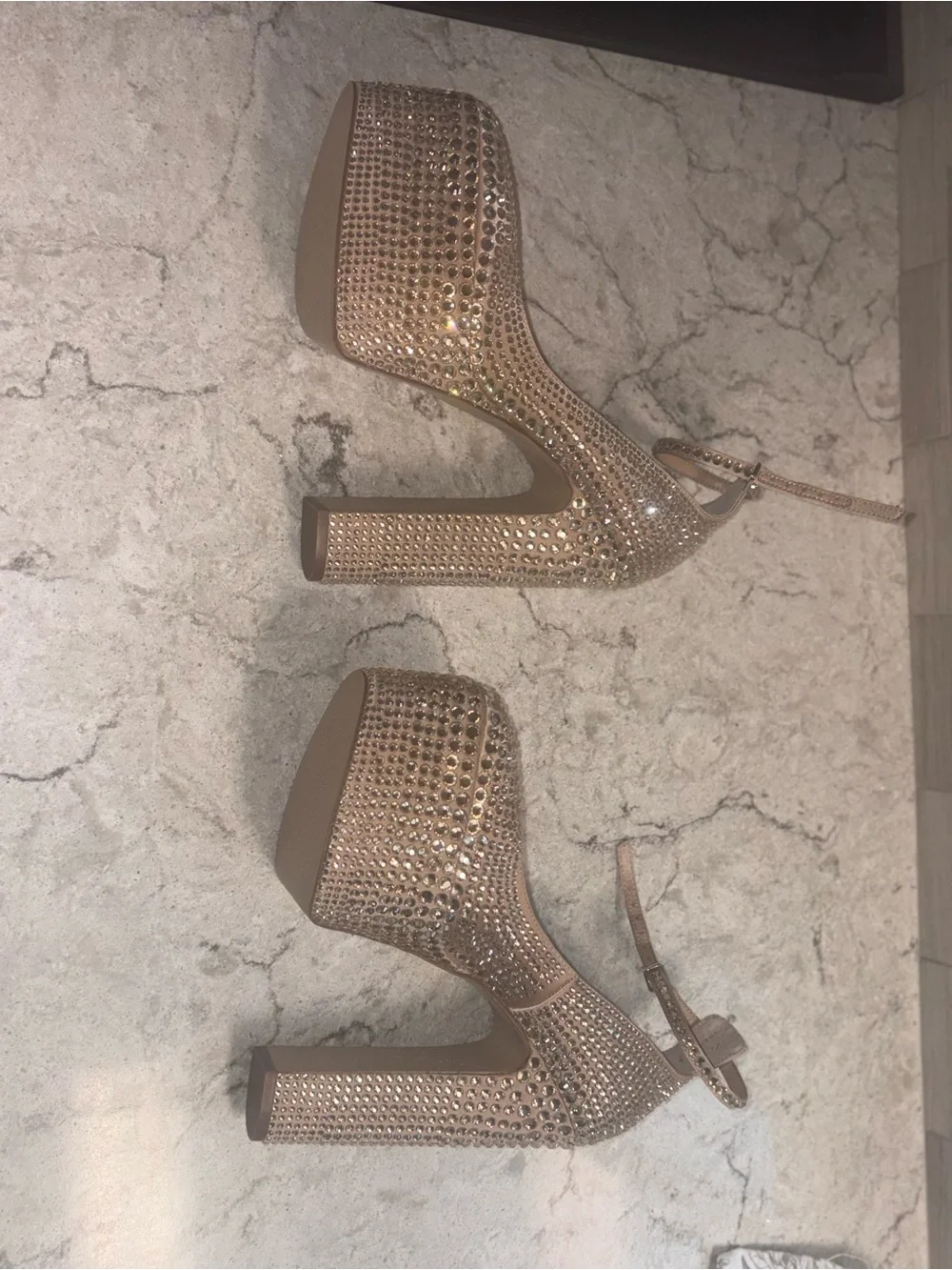 Steve Madden SKYRIS-C Rhinestone Platform Block Heels Size 7